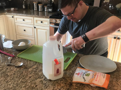 Nick prepares breakfast