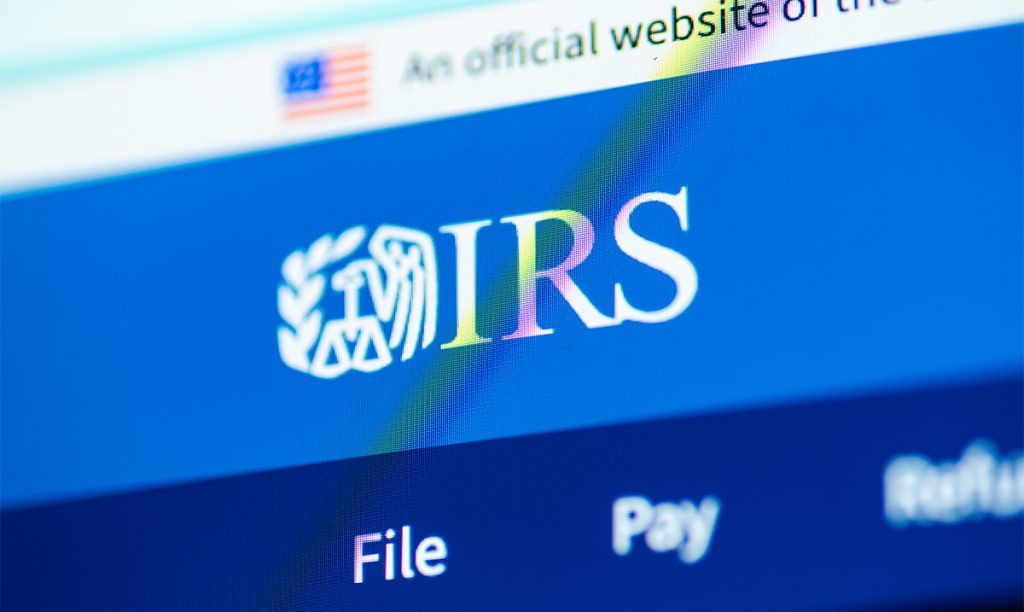 Screenshot of IRS Website